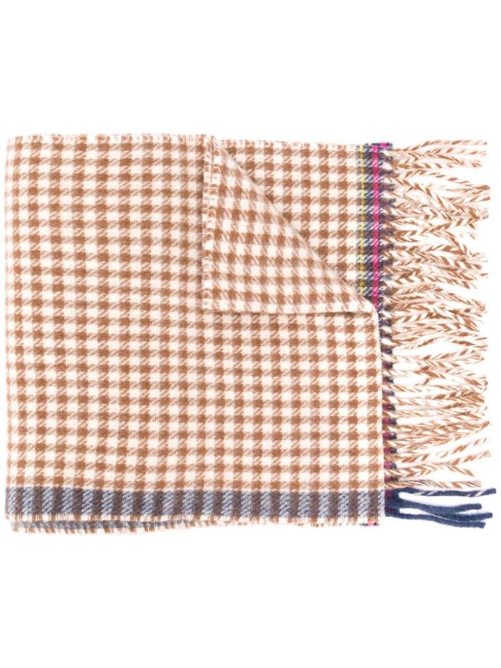 Ps By Paul Smith Check Print Scarf - Brown