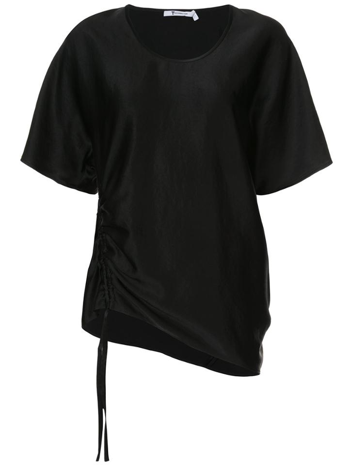 T By Alexander Wang Draped Short Sleeved Top - Black
