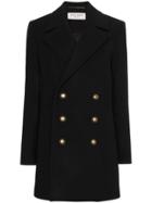 Saint Laurent Double Breasted Oversized Coat - Black