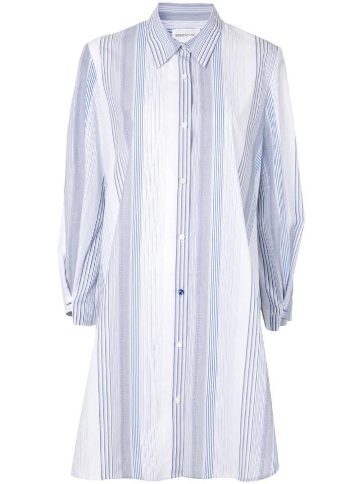 Portspure Striped Shirt Dress - White