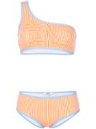Fendi Striped Logo Bikini - Yellow & Orange