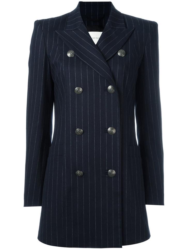 Pierre Balmain Double Breasted Blazer, Women's, Size: 42, Blue, Cotton/wool/spandex/elastane/viscose