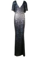 Marchesa Notte Long Sequinned Dress, Women's, Size: 8, Blue, Nylon/sequin