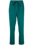 Kenzo Drawstring Trousers, Women's, Size: 38, Green, Polyester/triacetate