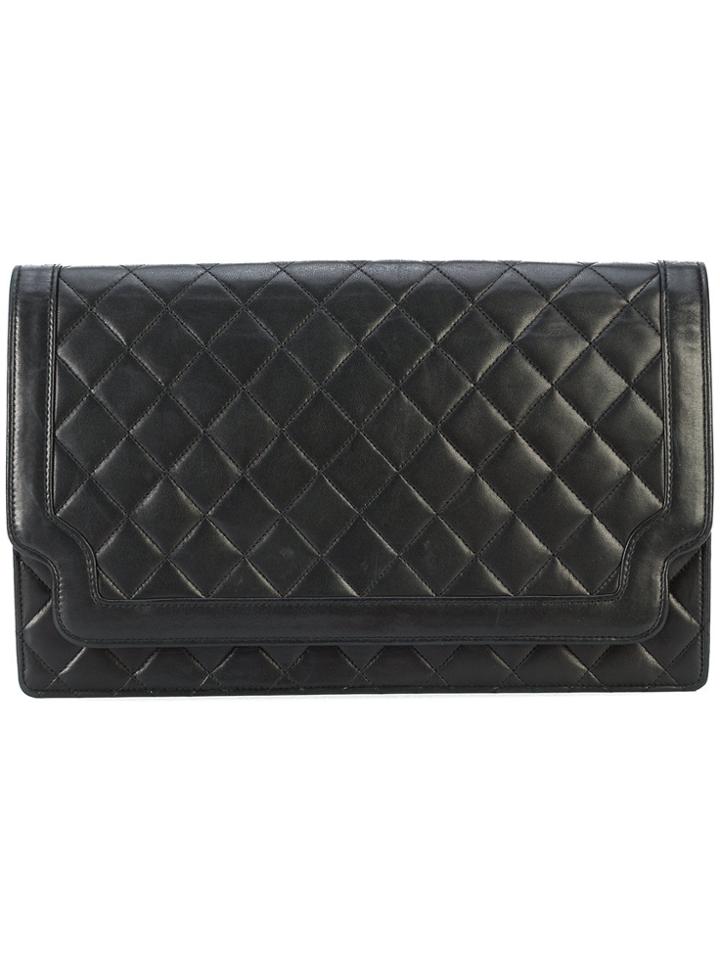 Chanel Vintage Quilted Flap Clutch - Black