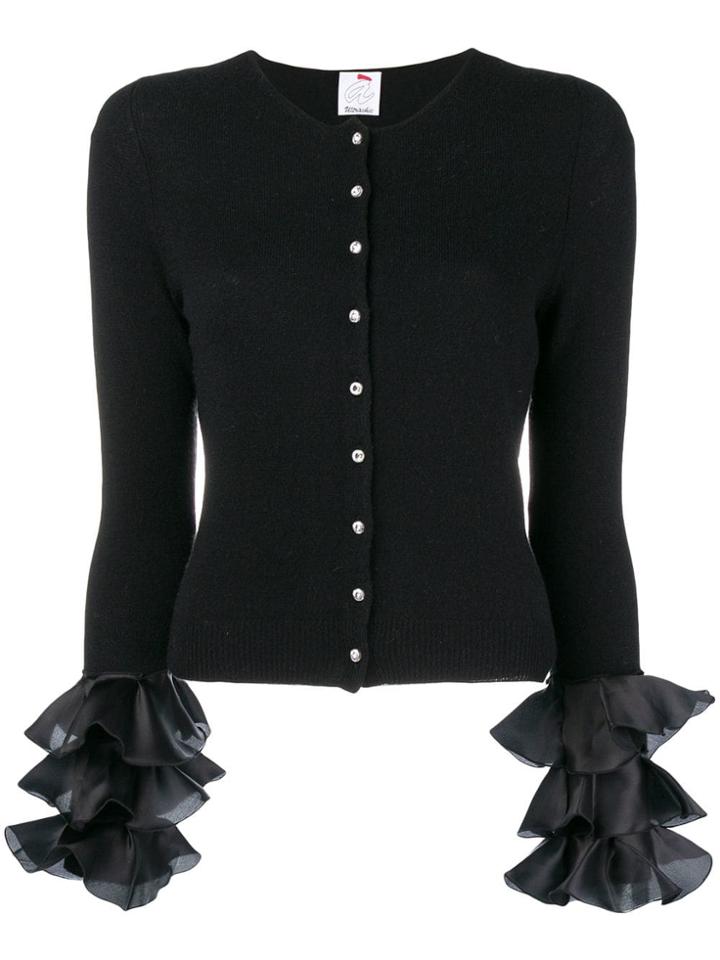 Ultràchic Ruffle Sleeve Cardigan - Black