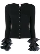 Ultràchic Ruffle Sleeve Cardigan - Black