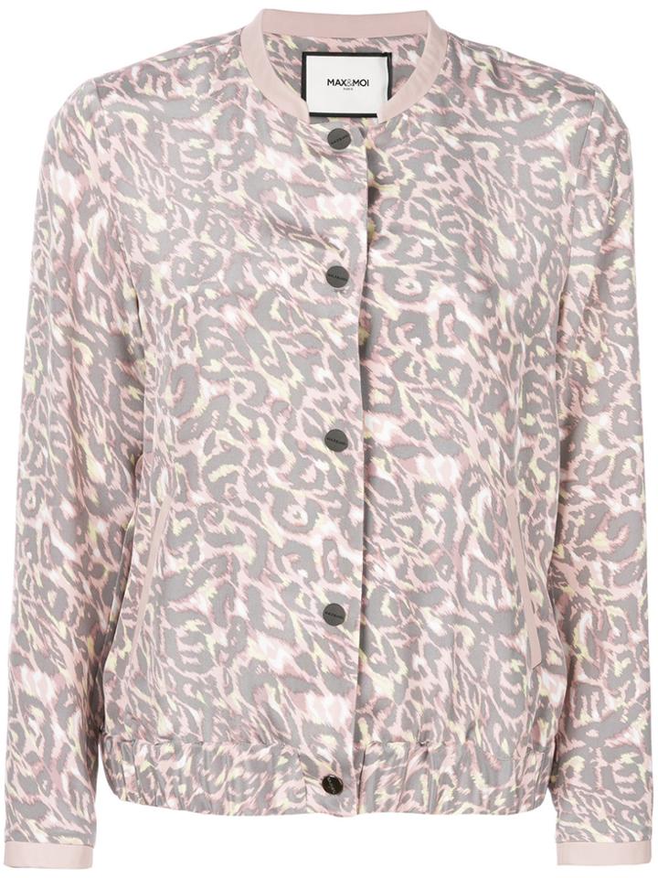 Max & Moi Leopard Print Bomber Jacket - Pink & Purple