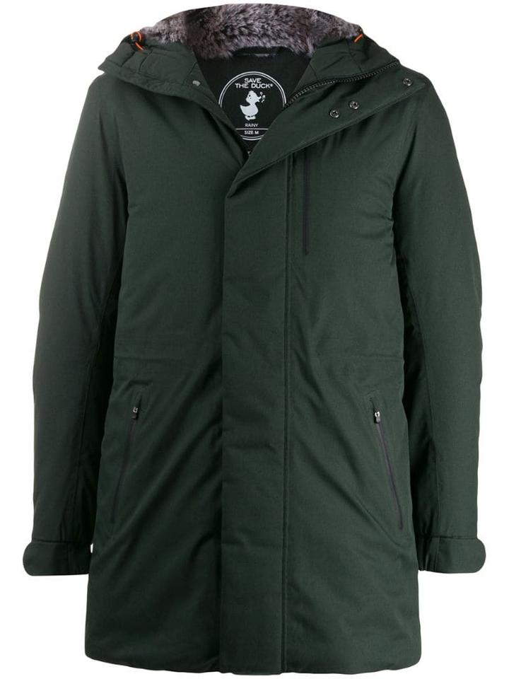 Save The Duck Faux-fur Lined Parka Coat - Green
