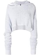 Unravel Project Cropped Hooded Sweater - Blue