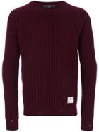 Department 5 Destroyed Crew Neck Ribbed Jumper - Red