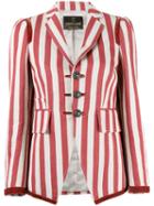 Roberto Cavalli Striped Fitted Blazer, Women's, Size: 42, Red, Cotton/hemp/polyester/viscose