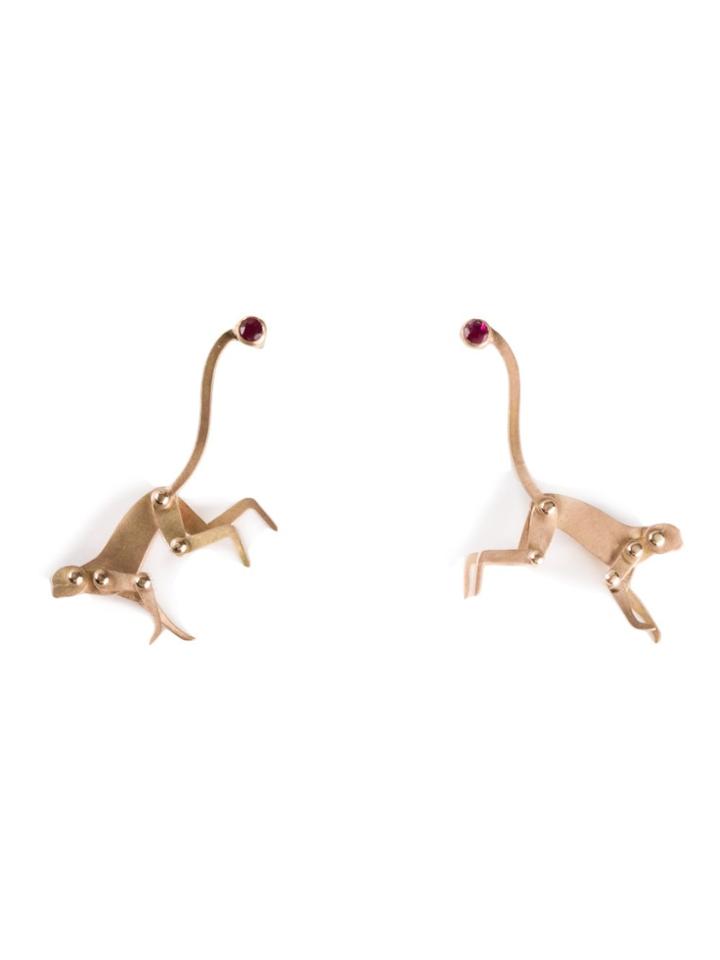 Marc Alary Ruby Monkey Earrings - Metallic