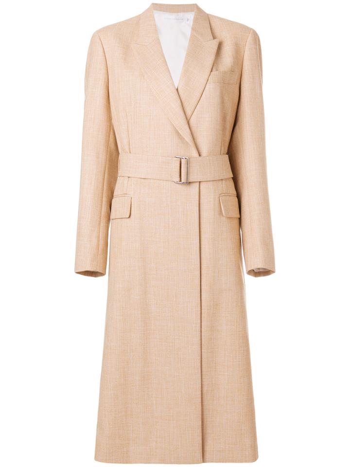 Victoria Beckham Masculine Belted Coat - Nude & Neutrals