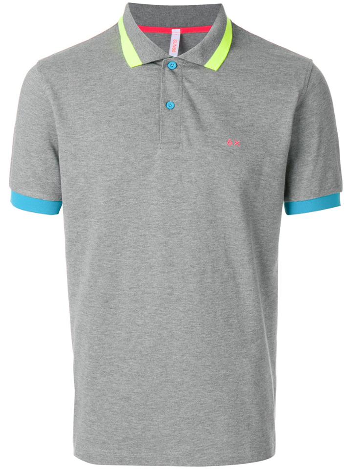 Sun 68 Collar Contrast Polo Shirt - Grey