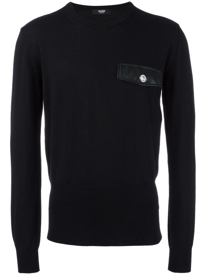 Versus Chest Pocket Jumper, Men's, Size: 50, Black, Wool/polyester