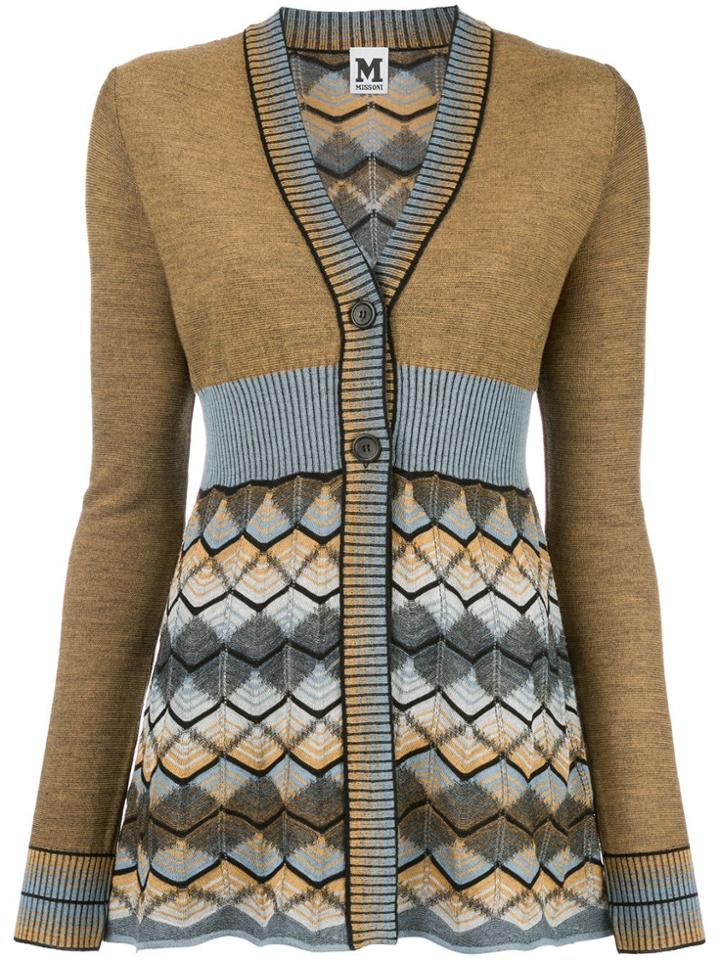M Missoni Panelled Zig-zag Knit Cardigan - Brown