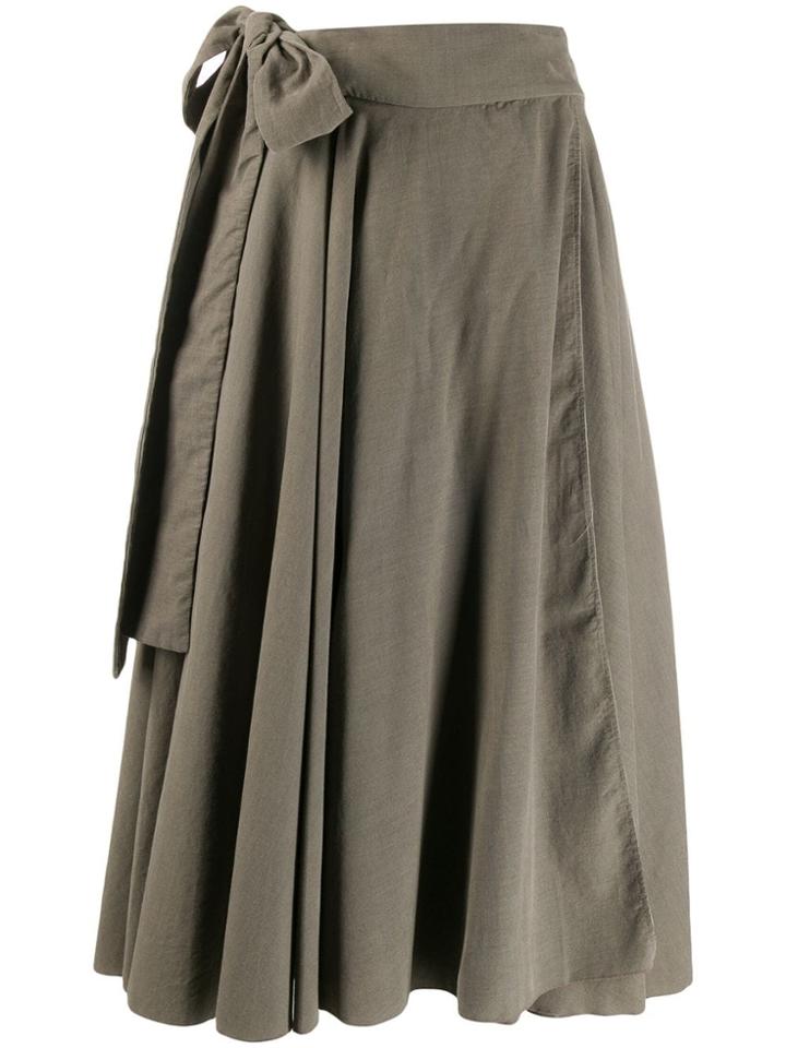 Maison Flaneur Knotted Draped Midi Skirt - Grey