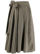 Maison Flaneur Knotted Draped Midi Skirt - Grey