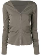 Rick Owens - V-neck Cardigan - Women - Cotton/spandex/elastane/viscose - 44, Grey, Cotton/spandex/elastane/viscose