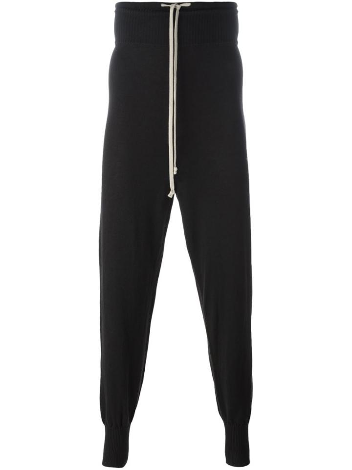 Rick Owens Drawstring Track Pants, Men's, Size: Small, Black, Virgin Wool