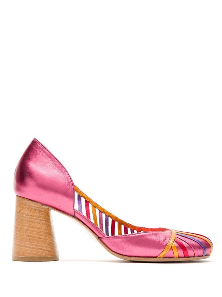 Sarah Chofakian Metallic Leather Pumps - Pink