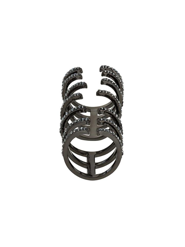 Federica Tosi Embellished Finger Cuff - Black