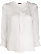 Emporio Armani Asymmetrical Silk Blouse - White