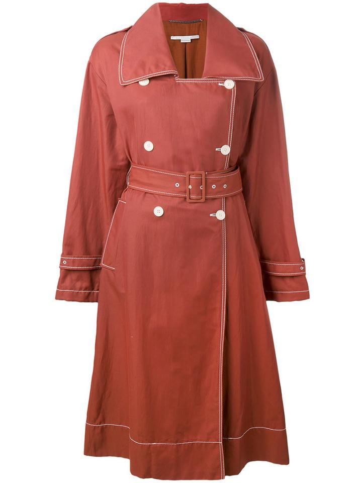 Stella Mccartney - Estrella Trench Coat - Women - Cotton/linen/flax/polyamide/viscose - 40, Red, Cotton/linen/flax/polyamide/viscose