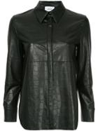 Nanushka Crocodile Embossed Faux Leather Shirt - Black
