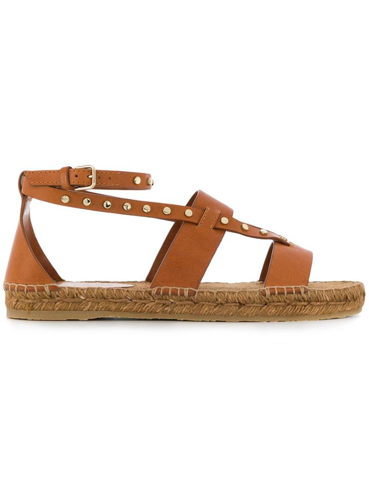Jimmy Choo Denise Studded Raffia Sandals - Brown