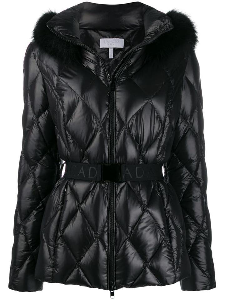Escada Sport Belted Quilted Effect Jacket - Black