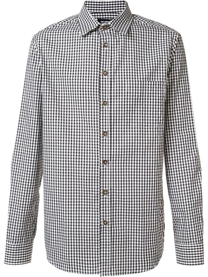Raf Simons Checked Button Down Shirt, Men's, Size: 52, Brown, Cotton