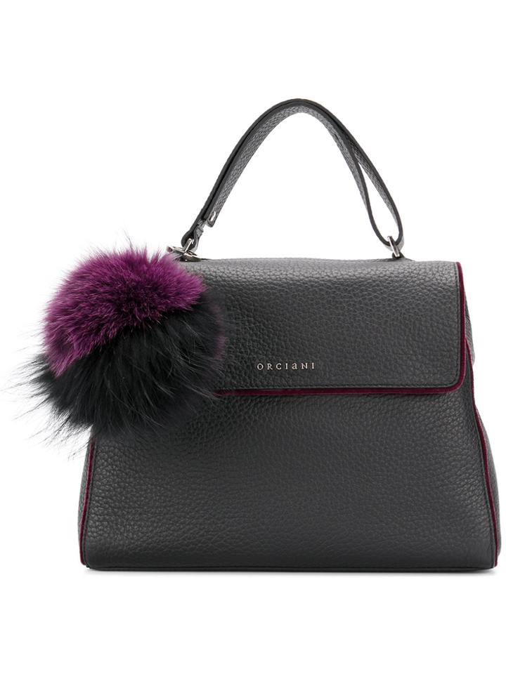 Orciani Soft Pompom Tote - Black