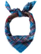 Yves Saint Laurent Vintage Tartan Print Scarf, Women's, Blue
