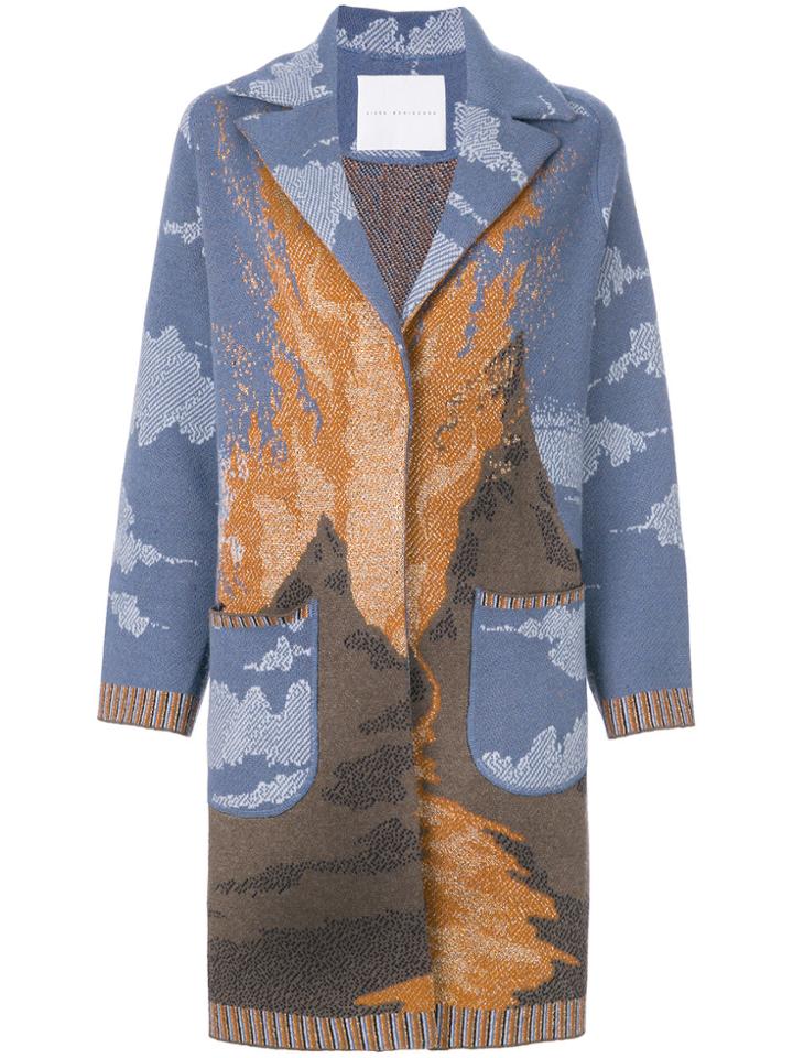 Giada Benincasa Volcano Pattern Knit Coat - Blue