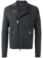 Neil Barrett Knitted Biker Jacket, Men's, Size: Large, Grey, Wool