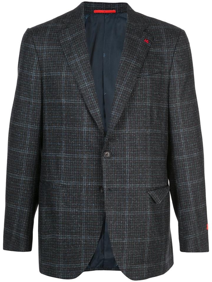 Isaia Plaid Wool Blazer - Blue