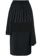 Off-white Pleat Detail Midi Skirt, Women's, Size: Small, Black, Cotton/polyester/viscose/spandex/elastane