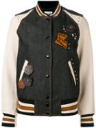 Coach - Embellished Varsity Jacket - Women - Cotton/sheep Skin/shearling/viscose - 6, Black, Cotton/sheep Skin/shearling/viscose
