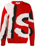 Msgm Knitted Logo Jumper - Red