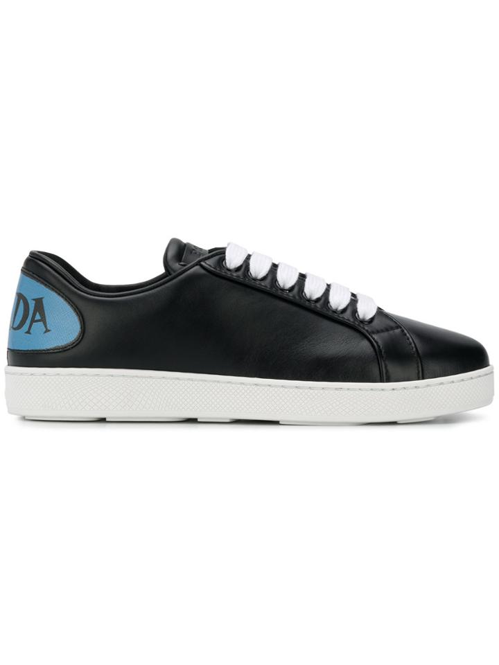 Prada Logo Patch Low Top Sneakers - Black