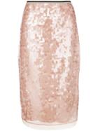 No21 Sequin Pencil Skirt - Pink & Purple