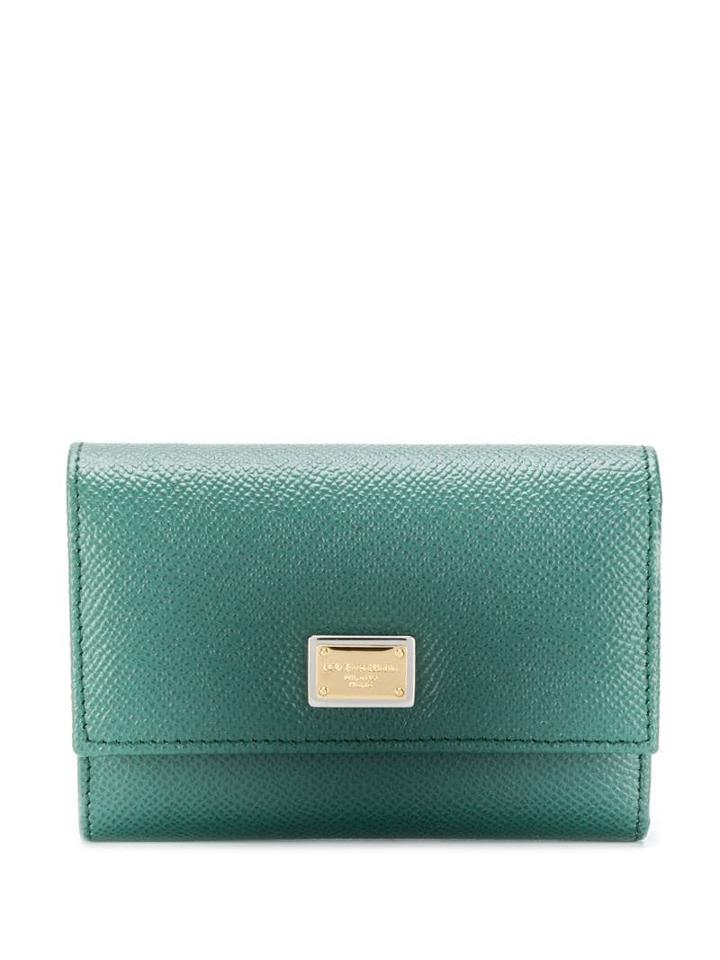 Dolce & Gabbana Logo Plaque Trifold Wallet - Green