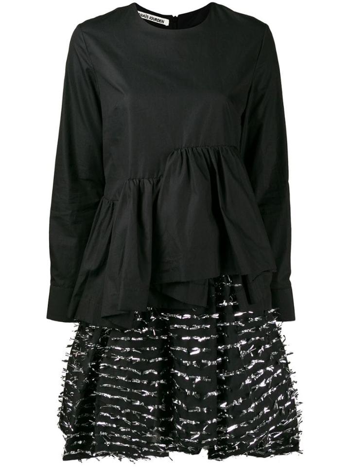 Jourden Layered Fil Coupé Dress - Black