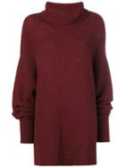 N.peal Chunky Ribbed Knitted Tunic - Red