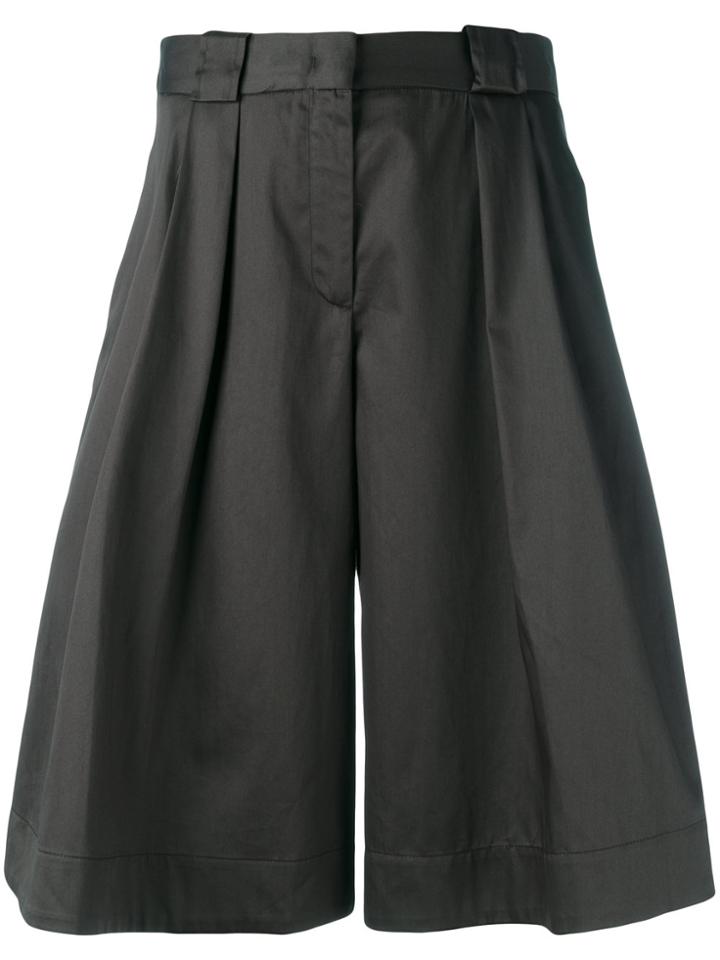 Jil Sander Navy Shiny Wide Leg Shorts - Grey