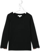 Burberry Kids Check Trim T-shirt, Boy's, Size: 6 Yrs, Black