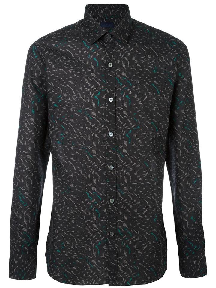 Lanvin Print Shirt, Men's, Size: 40, Black, Cotton
