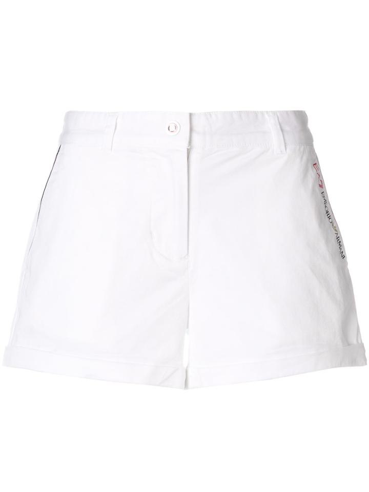 Ea7 Emporio Armani Logo Print Shorts - White